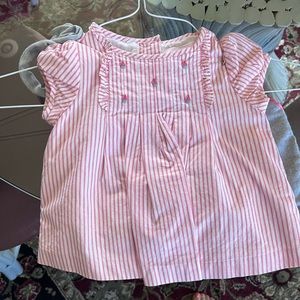 Janie and Jack - 6-12 month pink stripe Shirt and gray shorts \gray headband